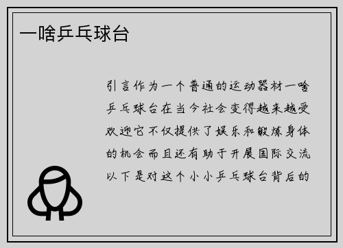 一啥乒乓球台