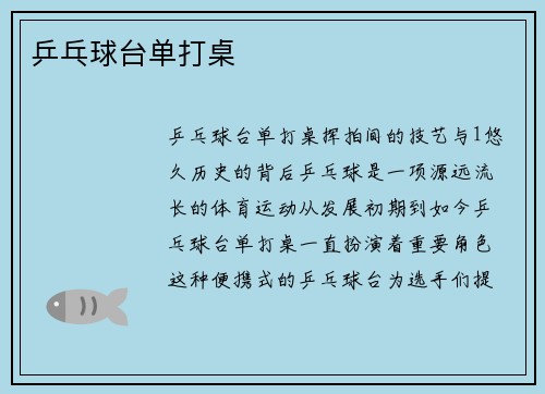 乒乓球台单打桌