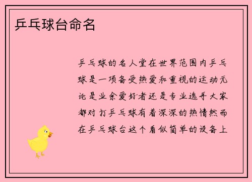 乒乓球台命名