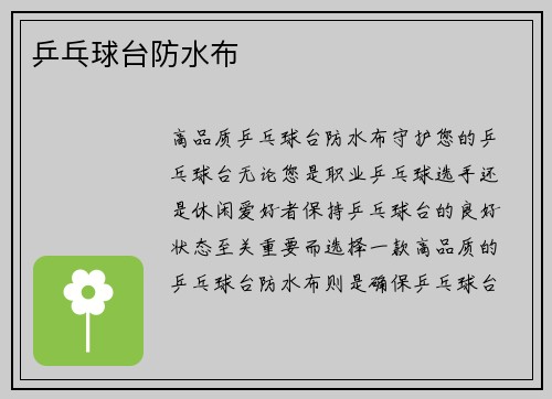 乒乓球台防水布