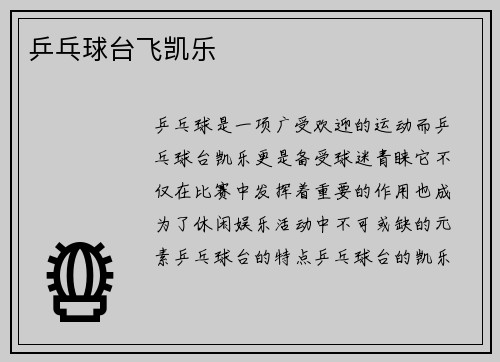 乒乓球台飞凯乐