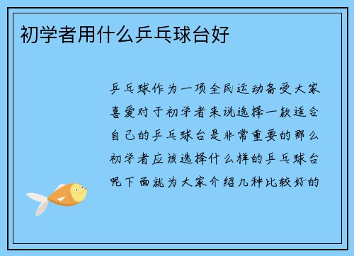 初学者用什么乒乓球台好